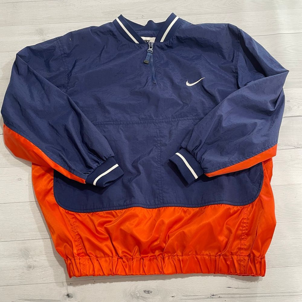 Vintage 90's Nike orange navy Pullover Windbreaker Youth XL